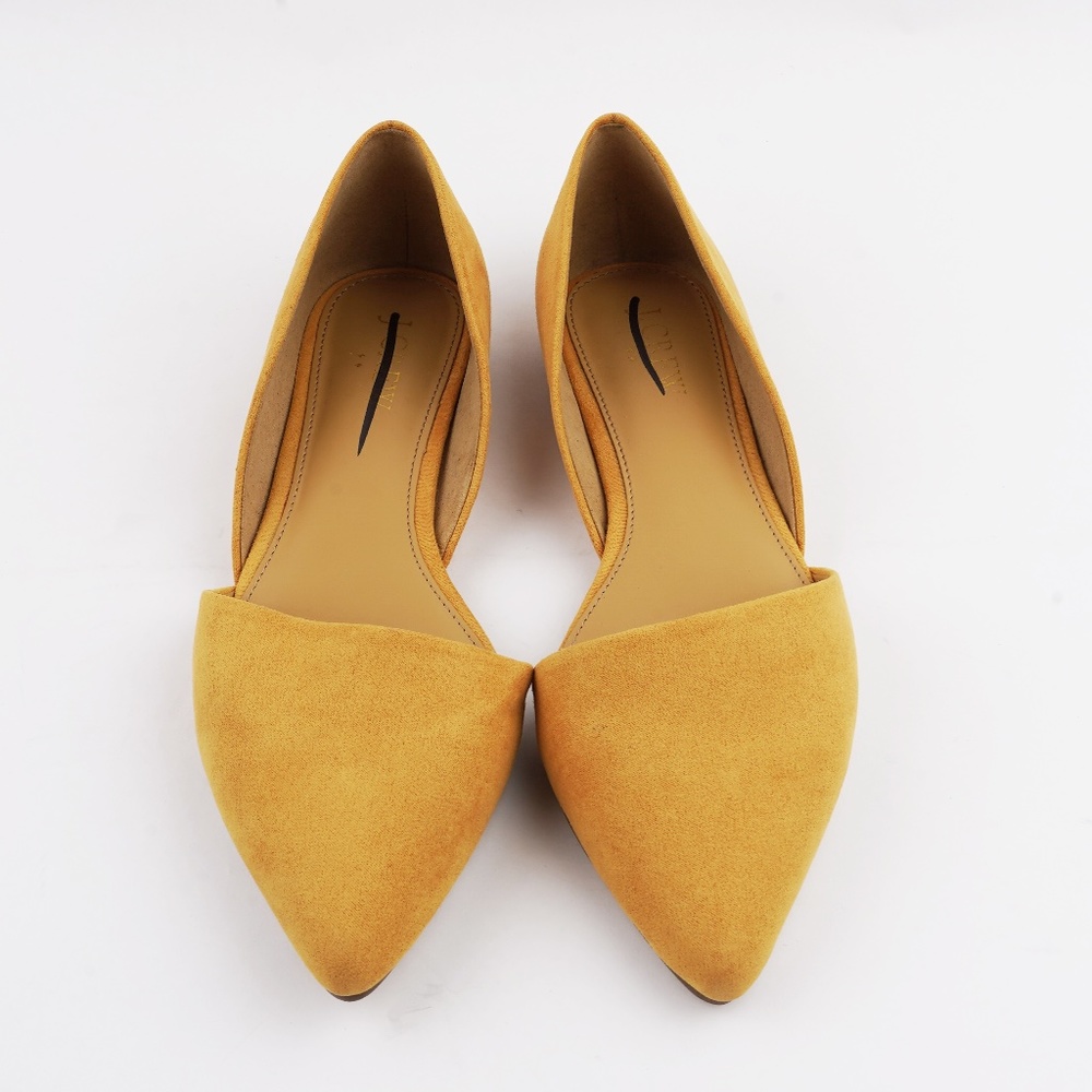 New JCREW Size 7.5 Zoe Sueded d'Orsay Flats in Bronzed Ochre - Picture 3 of 4